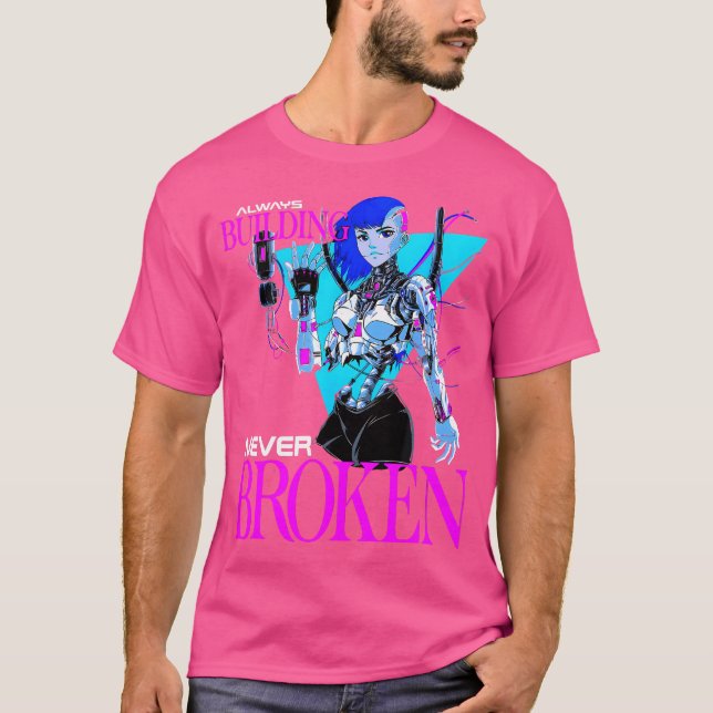 Bygg aldrig bruten arbetsbodybuilding t shirt (Framsida)