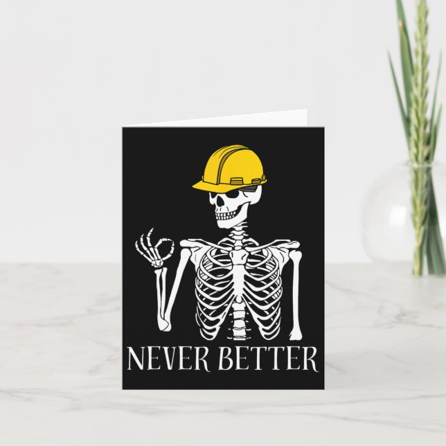 Bygg aldrig på Skeleton Halloween Kort (Framsida)