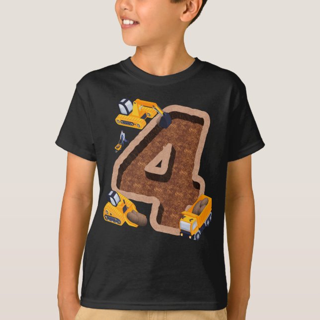 Bygg av 4e födelsedagen-gruvarbetare Fordon Party T Shirt (Framsida)