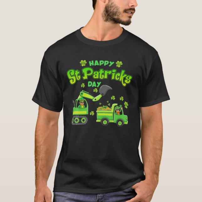 Bygg av Boys Lycklig St patricks day Lastbil T Shirt (Framsida)