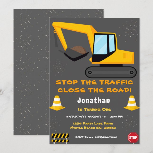 Bygg av första födelsedag i Party Inbjudningar (Fram/baksida)