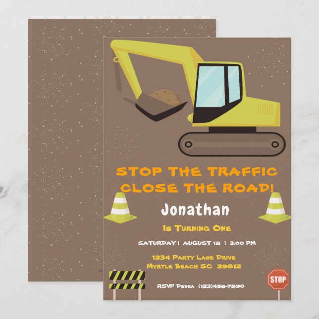 Bygg av första födelsedag i Party Inbjudningar (Fram/baksida)