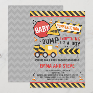 Bygg-/babystöldsinbjudan Lastbil Shower Inbjudningar