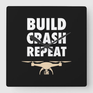 Bygg Crash Repeat Drone Fyrkantig Klocka