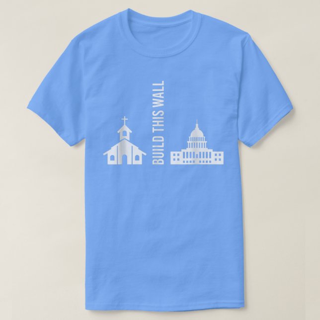 Bygg den här muren, den ironiska separata kyrkan o t shirt (Design framsida)