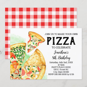 Bygg din pizza-födelsedagsfest sommarbas inbjudningar