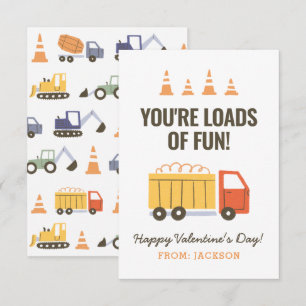 Bygg Dump Truck Barn Klassrum Valentine Anteckningskort