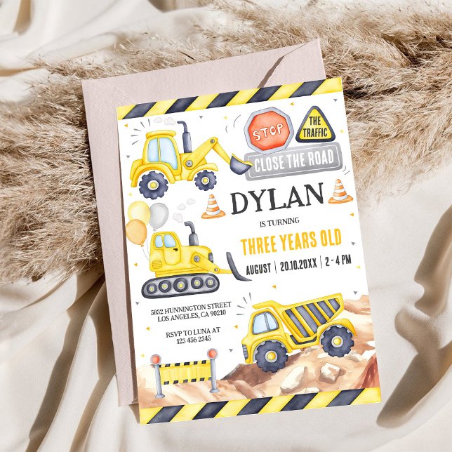 Bygg Dump Truck Pojke 2-årsdag Inbjudningar (Skapare uppladdad)