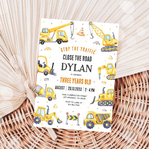 Bygg Dump Truck Pojke 2-årsdag Inbjudningar