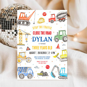 Bygg Dump Truck Pojke 2-årsdag Inbjudningar
