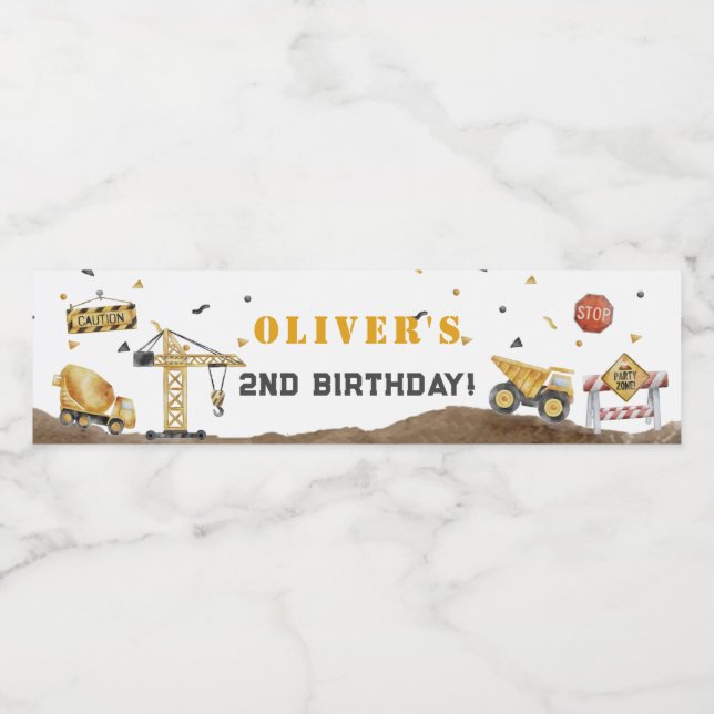 Bygg en last med byggtemat Party Vattenflaskor Etikett (Singel etikett)