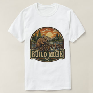 Bygg Fler Bäver Broderad Utomhuslapp T Shirt