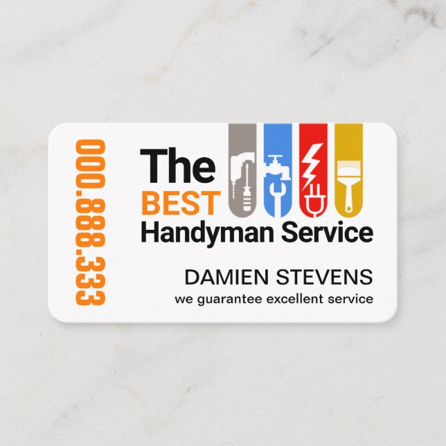 Bygg - fliken Verktyg - hemreparationer Visitkort (Framsida)