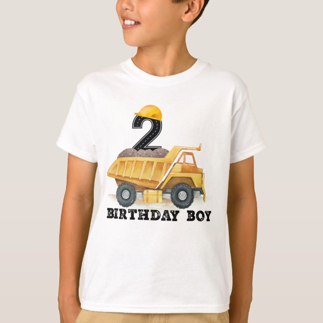 Bygg födelsedag 2:a födelsedag Lastbil T Shirt (Framsida)