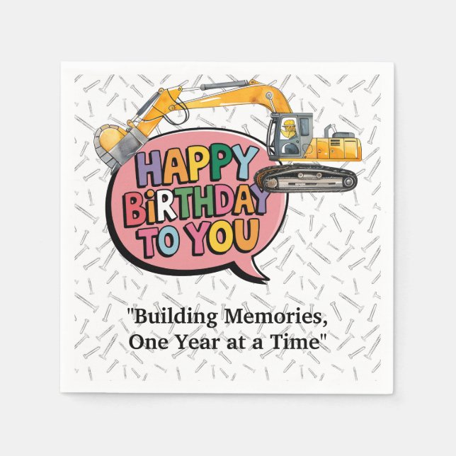 Bygg-Födelsedagsfest Napkins Pappersservett (Framsidan)