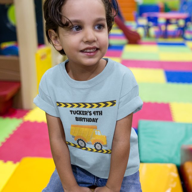 Bygg-Födelsedagsfesten Lastbil Blue T Shirt (Skapare uppladdad)