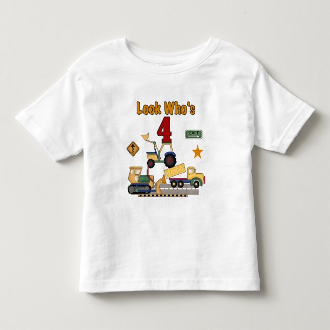 Bygg Fordon 4e födelsedagen Tshirts (Framsida)
