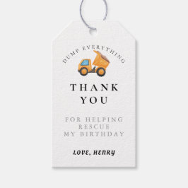 Bygg-Fordon Lastbil-födelsedag Tack Presentetikett