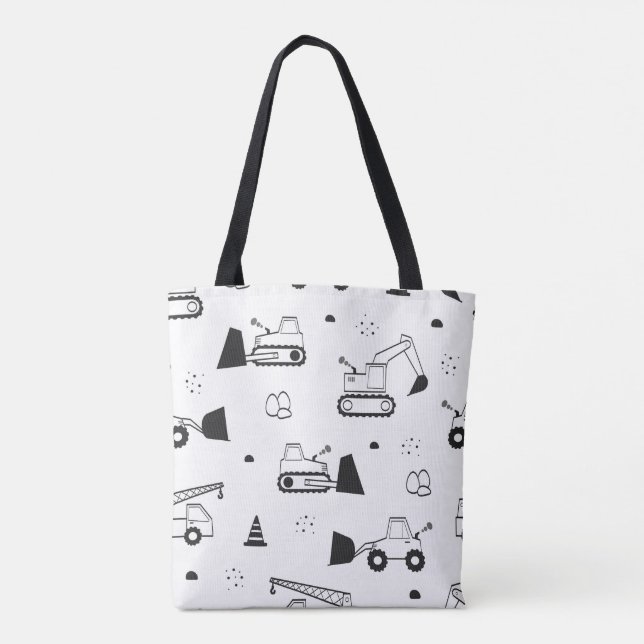 Bygg Fordon Mönster Tote Bag - Cute Tygkasse (Baksida)