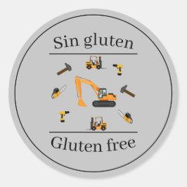 Bygg Grå Tvåspråkig Födelsedag Glutenfri Runt Klistermärke