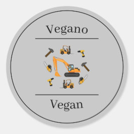 Bygg Grå Tvåspråkig Födelsedag Vegan Vegano Runt Klistermärke