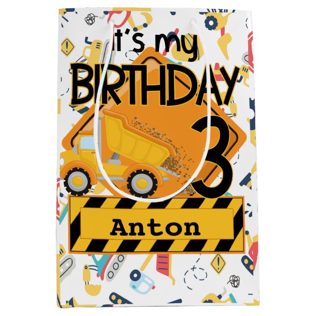 Bygg-gult-lastbilar-bil 3:e födelsedag (Framsidan)