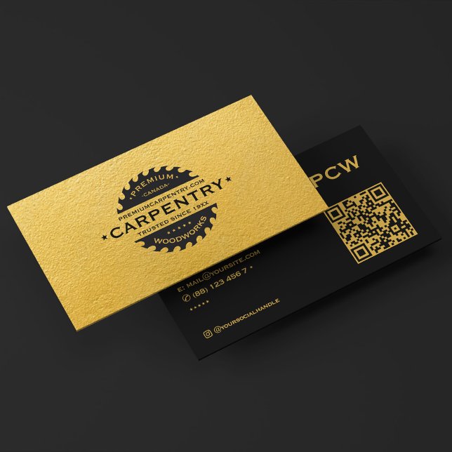 Bygg-Gulten Black Saw Modern Carpenter Visitkort (Construction Yellow Black Saw Modern Carpenter Business Card
)