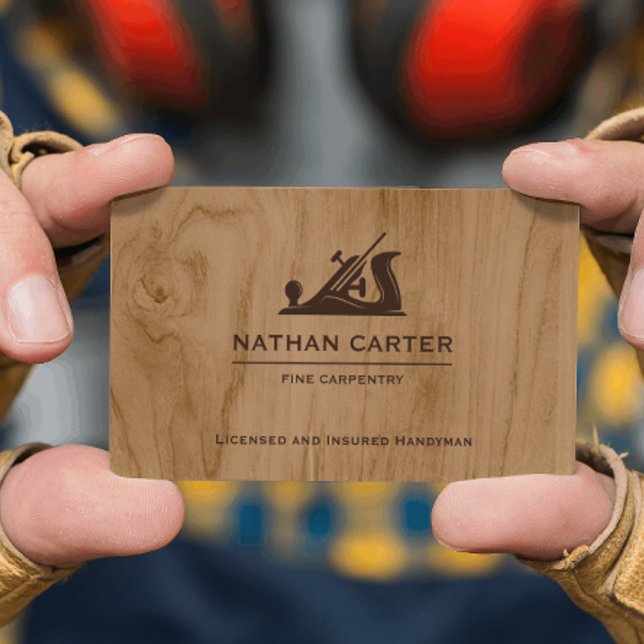 Bygg-Handyman Carpenter Jack Flygplan Wood Visitkort (Skapare uppladdad)