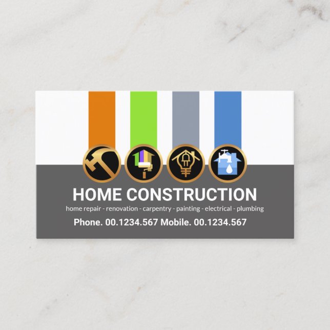 Bygg-Handyman-medaljer - hemrenovering Visitkort (Framsida)