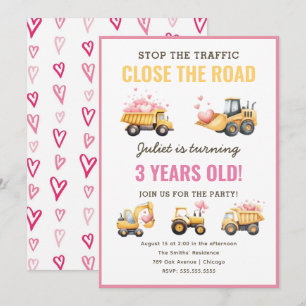 Bygg-inbjudan till Lastbil Heart Birthday Inbjudningar