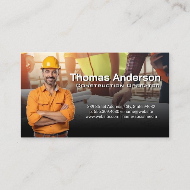 Bygg | Ingenjör Tittar i Blueprint Visitkort (Framsida)