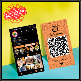 Bygg Instagram Orange | QR-kod Visitkort
