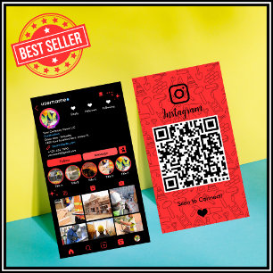 Bygg Instagram Red   QR-kod Visitkort
