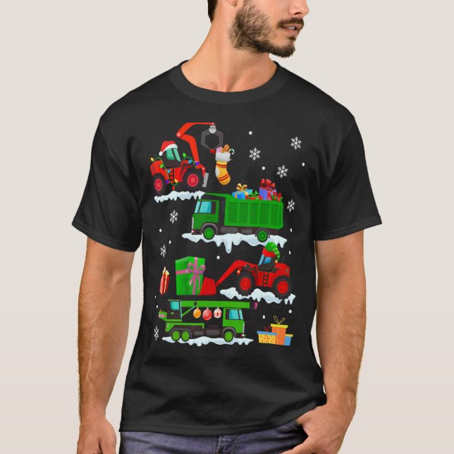 Bygg: Jul Red Lastbilar Winter B. T Shirt (Framsida)