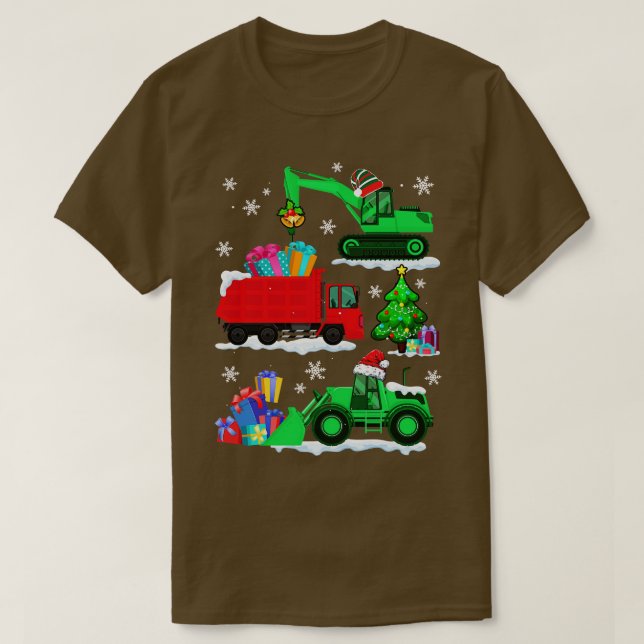 Bygg: Jul Red Lastbilar Winter B. T Shirt (Design framsida)
