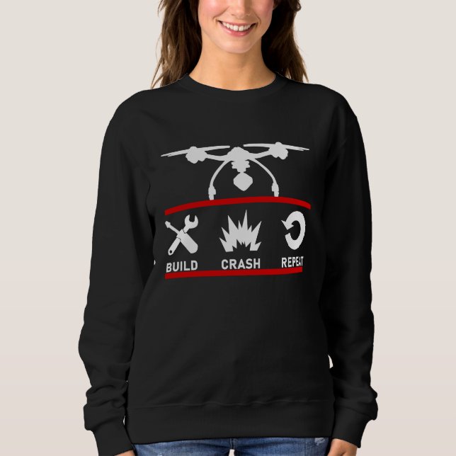 Bygg Krasch Upprepa FPV Drönarpilot T Shirt (Framsida)