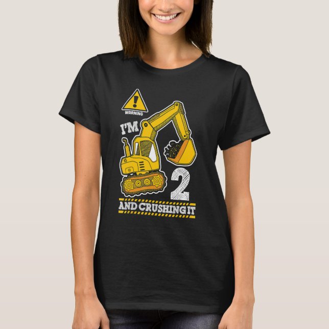Bygg Lastbil 2:a födelsedag 2 år gammal digger T Shirt (Framsida)