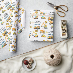 Bygg Lastbil Barns födelsedag Party Presentpapper