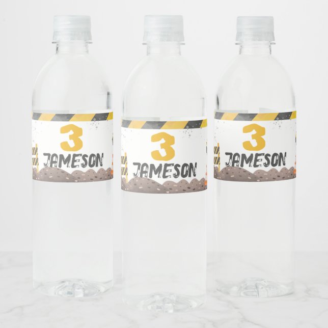 Bygg, Lastbil födelsedag Vattenflaskor Etikett (Flaskor)