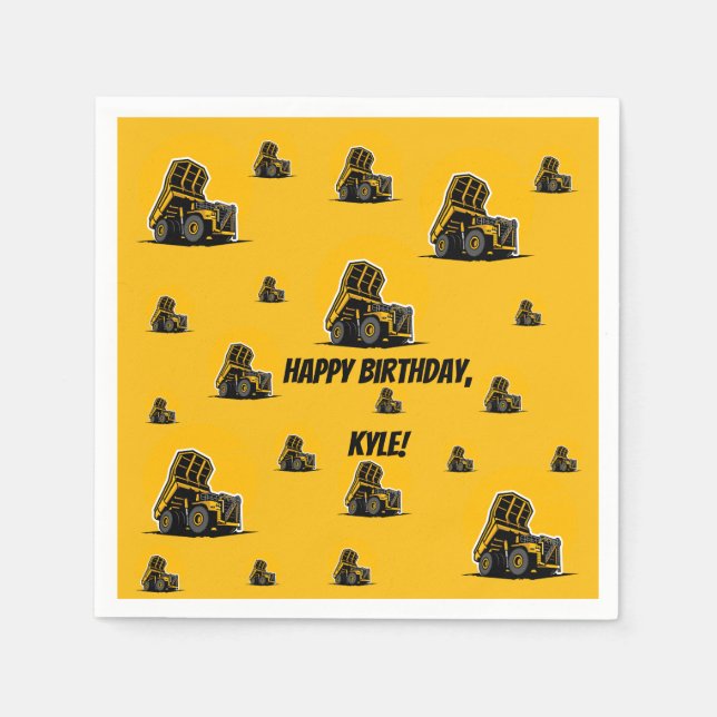 Bygg Lastbil Party | Lägg till ditt namn Pappersservett (Framsidan)