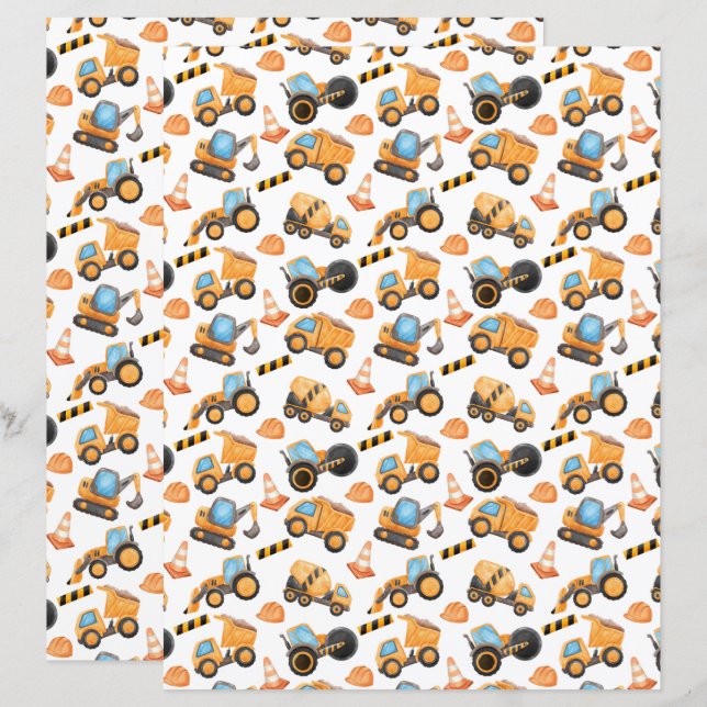 Bygg lastbil Scrapbook papper (Fram/baksida)