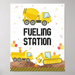 Bygg-Lastbilar-bränslepåskrift Station födelsedags Poster