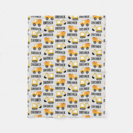 Bygg-Lastbilar-digger & Lastbil Baby Blank Fleecefilt