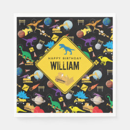 Bygg-Lastbilar-dinosaurier på världsdagen Pappersservett