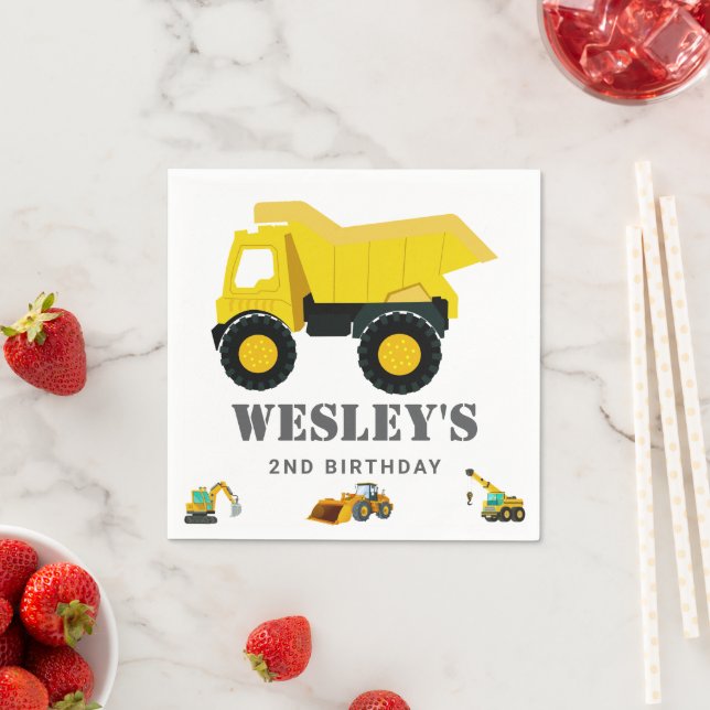 Bygg-Lastbilar födelsedag Pappersservett (Insitu)