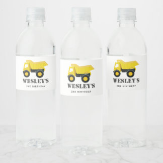 Bygg-Lastbilar födelsedag Vattenflaskor Etikett