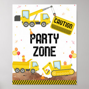 Bygg Lastbilar Lastbil Digger Birthday Poster