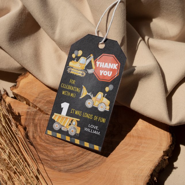 Bygg Lastbilar Märkre för födelsedagsdagen Tack Presentetikett (Skapare uppladdad)