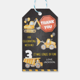 Bygg Lastbilar Märkre för födelsedagsdagen Tack Presentetikett
