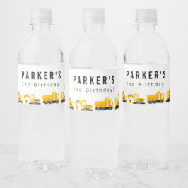 Bygg-Lastbilar-tema-födelsedag Vattenflaskor Etikett